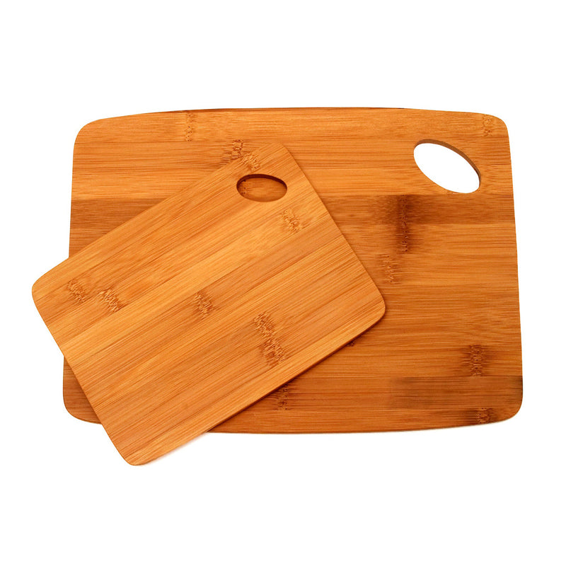 Bamboo 2 Thin Cutting Boards With Oval Hole in Corner