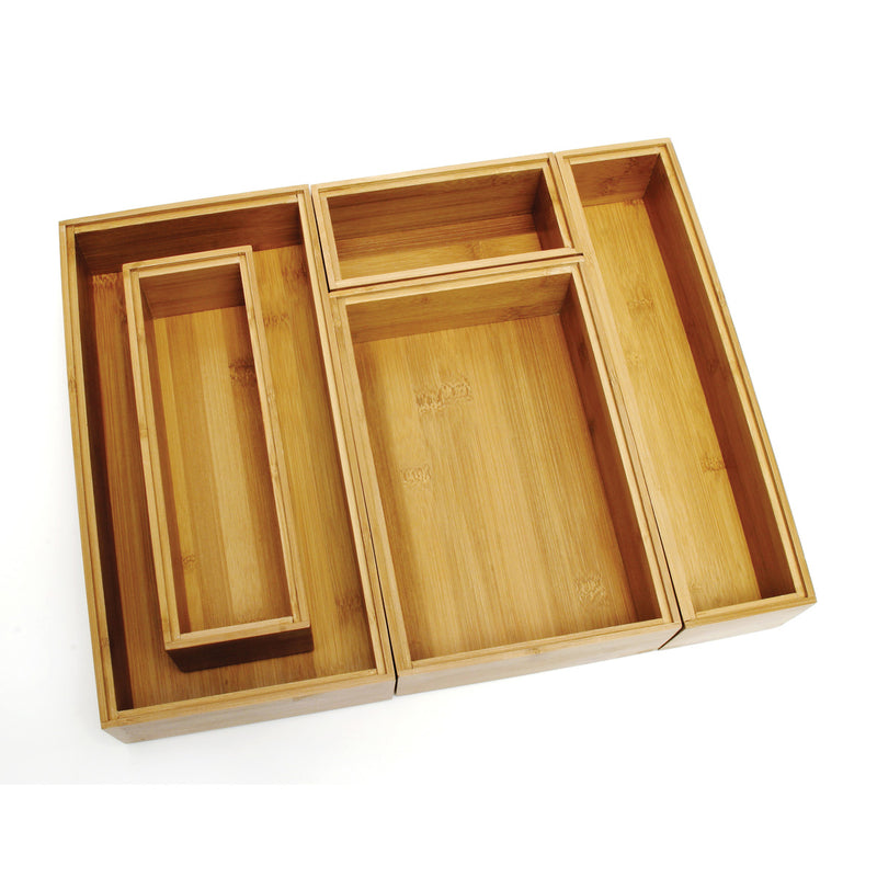 Bamboo 5pc set Of Organizer Boxes