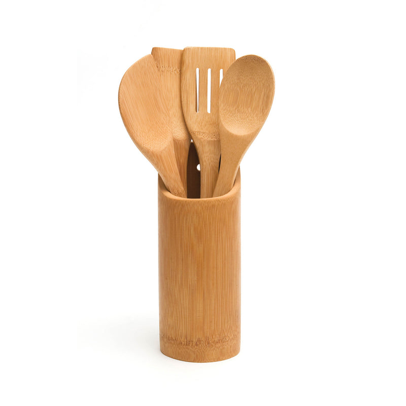 Bamboo Tool Holder With 4 Tools