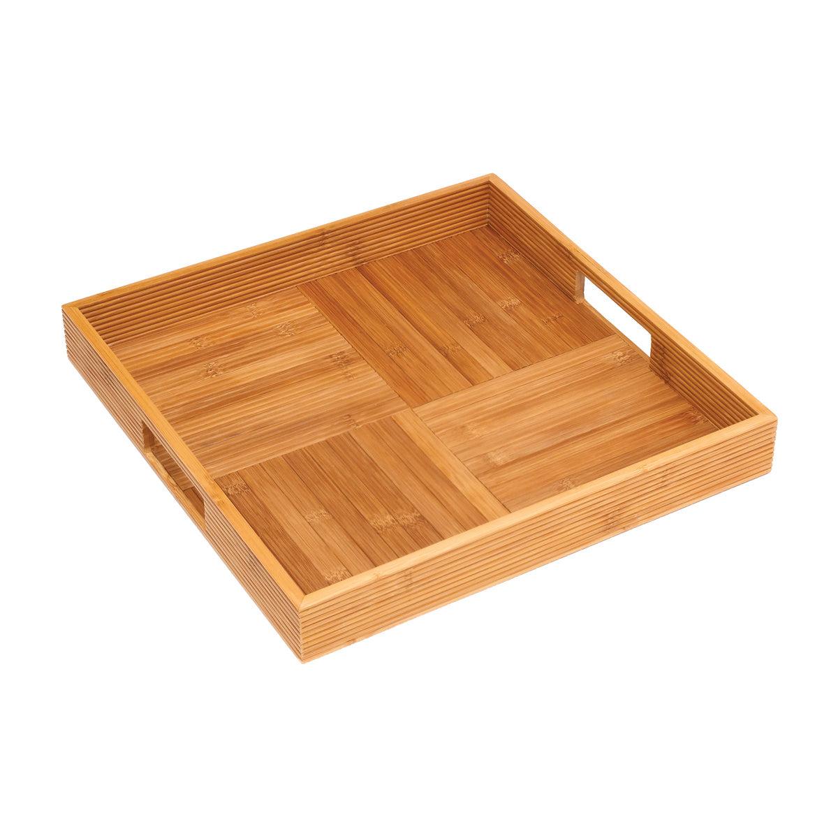 Bamboo Square Serving Tray with Criss Cross Bottom