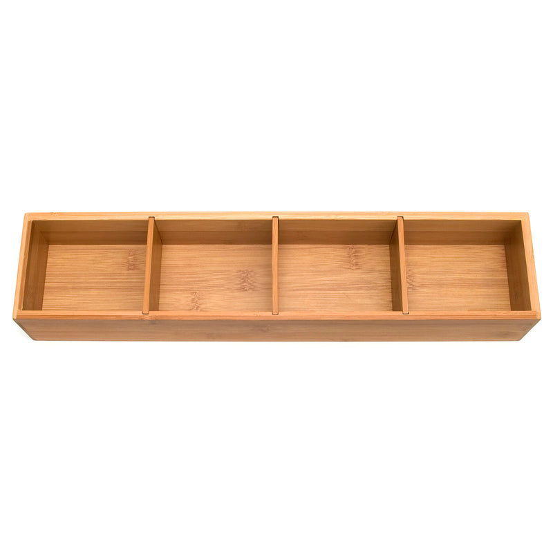 Bamboo 4 Part Drawer Organizer With Removable Dividers