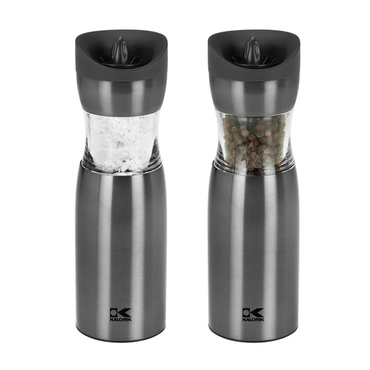 Kalorik Gunmetal Gravity Salt and Pepper Grinder Set