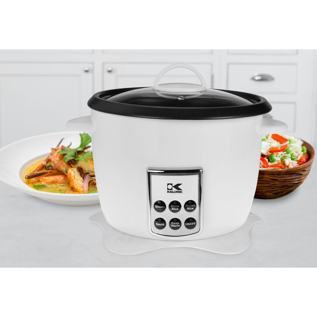 Kalorik White Multifunction Digital Rice Cooker with Retractable Power Cord