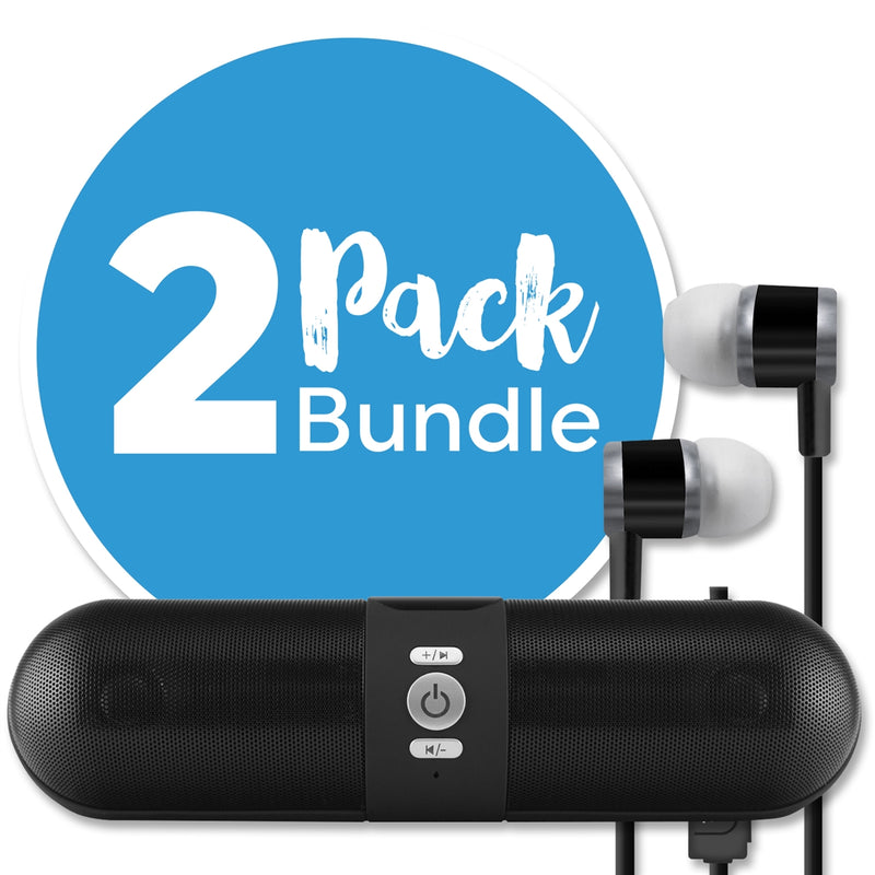 Bluetooth Speaker + Bluetooth Earbuds Combo Pack