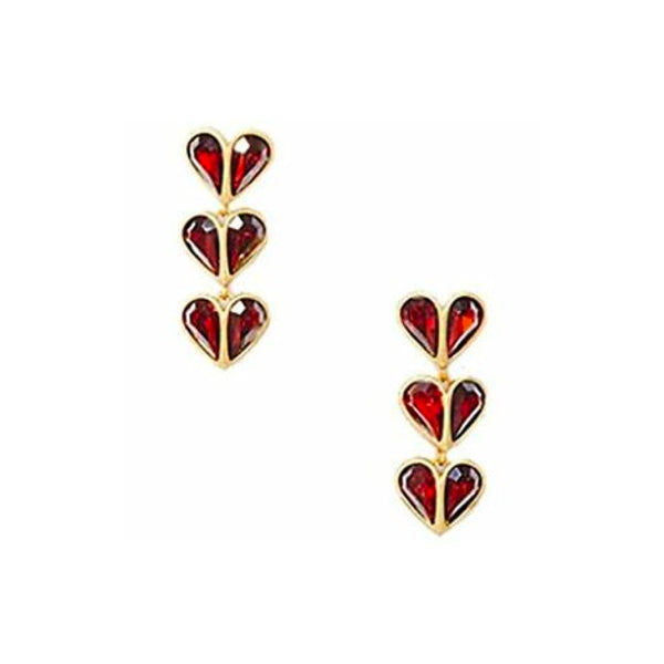 Kate Spade Rock Solid Stone Heart Linear Earrings - Ruby, Gold