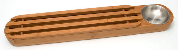Bamboo Bread Board With Stainless Steel Dipping Cup